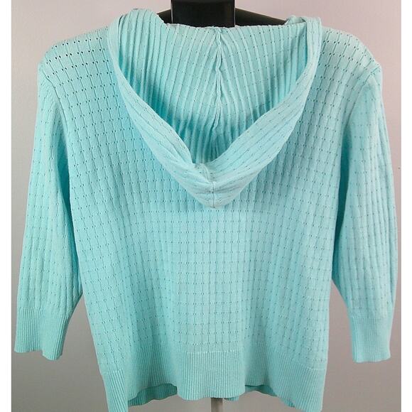 Madison & Max Button down Hooded Knit Cardigan Women's XL 3/4 Sleeve - Picture 4 of 6